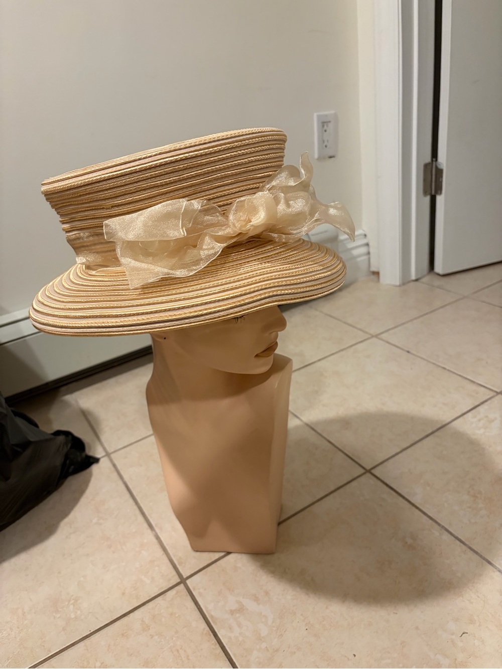 Sherel’s New York Women’s Gold Cream Wide Brim Formal Dress Hat